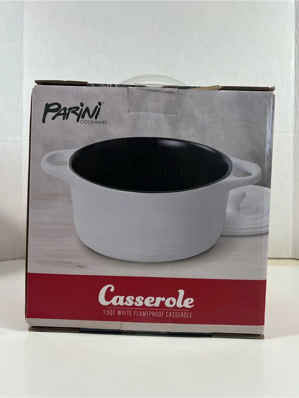 Parini Cookware Casserole 1.5 QT White Flameproof Casserole!